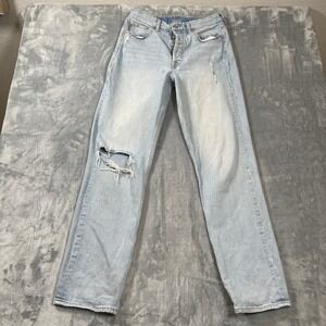 Gap Cheeky Straight High Rise Jeans 28 6T Distressed Light Wash Button Fly